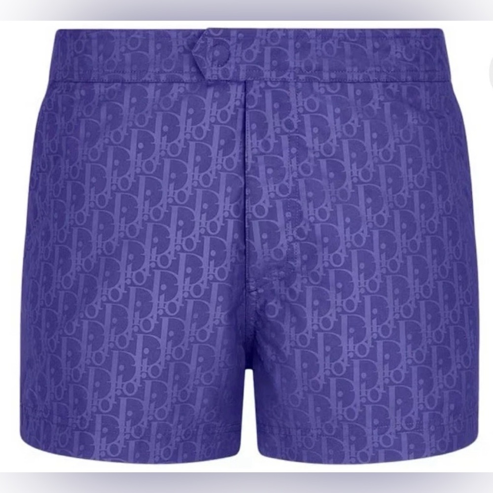 Christian Dior Oblique Jacquard Swim Shorts Blue Navy Size Small NWT